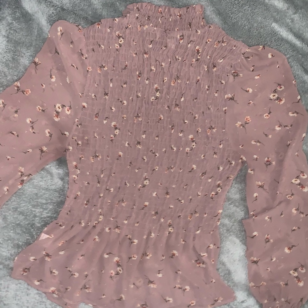 Sweet Rain Pink Smocked Ruffled Blouse